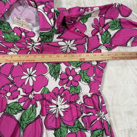 Flora Bea NYC Tinsley Long Sleeve Shirt Dress Mini Pink Floral Women's Size XL - Picture 8 of 11